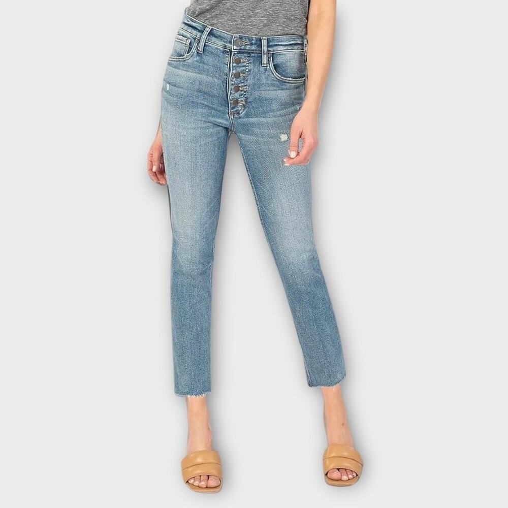 Kut from the Kloth Light Wash Button-Fly Cropped Jeans